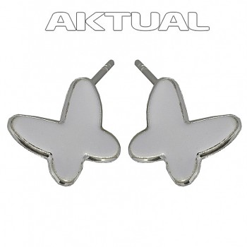 Earposts BUTTERFLY  8mm Rhodium Plated