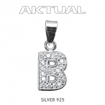 Pendant Ag925Rh letter "B" ZIRCONIA 1,2g