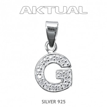 Pendant Ag925Rh letter "G" ZIRCONIA 1,2g