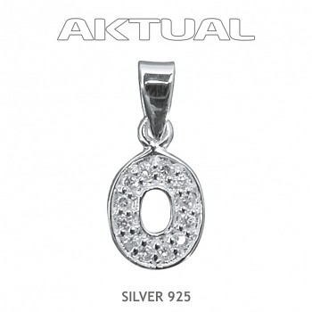 Pendant Ag925Rh letter "O" ZIRCONIA 1,1g