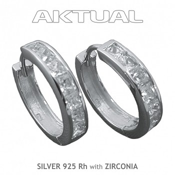 Earrings Ag925Rh 4x20mm Circle 6g ZIRCONIA