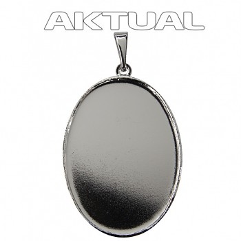 Pendant ROCKS Oval 30x22mm Rhodium Plated