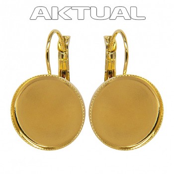 Leverback Earrings ROCKS Round 15mm Gold Plated