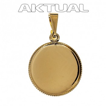 Pendant ROCKS Round 15mm Gold Plated with bail