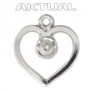 Pendant HEART 11mm Platina Plated - (for chatton 1088 PP18 - 1x)