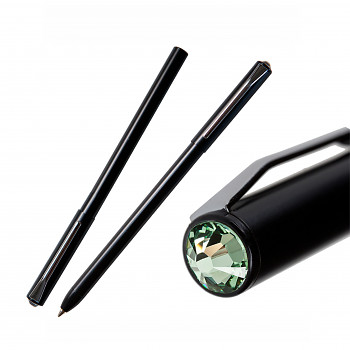 Ball PEN with magnetic cap BLACK CHRYSOLITE Swarovski Crystals