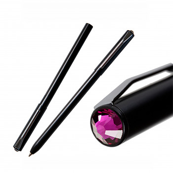 Ball PEN with magnetic cap BLACK FUCHSIA Swarovski Crystals