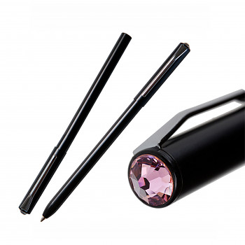 Ball PEN with magnetic cap BLACK LIGHT ROSE Swarovski Crystals