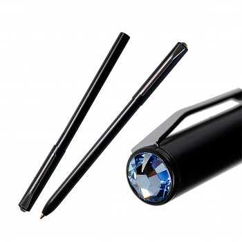 Ball PEN with magnetic cap BLACK LIGHT SAPPHIRE Swarovski Crystals