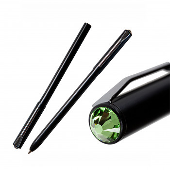 Ball PEN with magnetic cap BLACK PERIDOT Swarovski Crystals