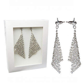 dazzleCRYSTALS Earrings 6cm "M" CRYSTAL with silver Earposts Ag925 in JLo Style