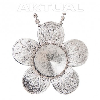 Pendant RIVOLI FLOWER 24mm for RIVOLI 10mm (ss47) curved, decorated Rhodium Plated