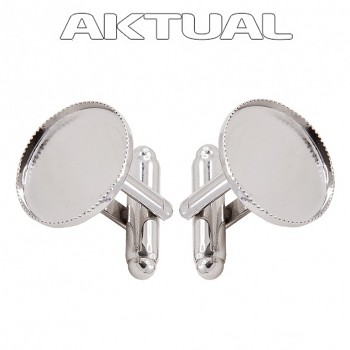 Cufflinks ROCKS Round 15mm Rhodium Plated