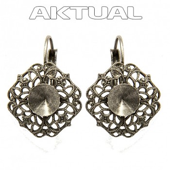 Leverback Earrings RIVOLI FILIGREE 18mm/8mm Curved Antic Silver Plated