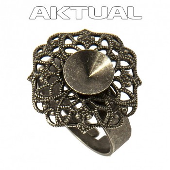 Ring RIVOLI FILIGREE 18mm/8mm curved Antic Silver Plated