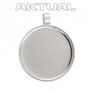 Přívěsek CABOCHON crystal kruh 18mm Rhodiovaný (trubička)