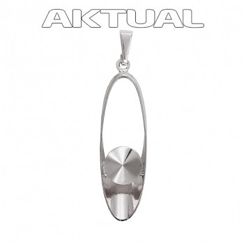 Pendant JBC OVAL RIVOLI 8mm Rhodium Plated