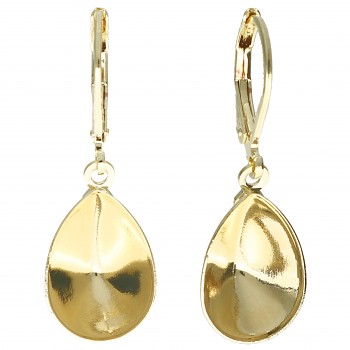Leverback Earrings with loop for dangling PEAR 14mm Gold Plated