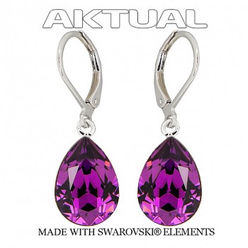 Leverback Earrings with loop for dangling PEAR 14mm Rhodium (price withou stones)