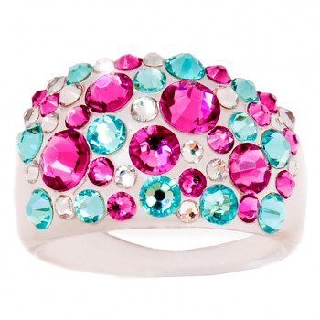 Ring BUBBLE 56 PINK/TURQUOIS Swarovski Crystals