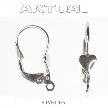 Leverback Earrings HEART Ag925 18mm, 0.46g