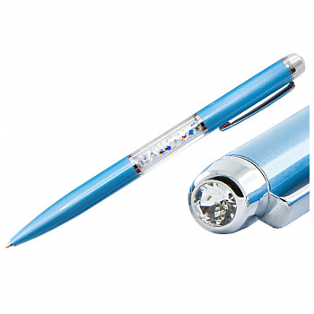 Ball PEN BLUE CRYSTAL AB Swarovski Crystals