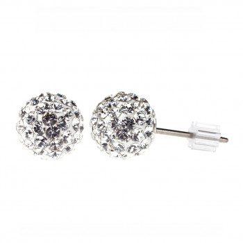 Earrings sparkly BALL Earposts 6mm CRYSTAL Swarovski Crystals, titanium pin (chatons discoball)