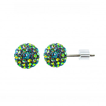 Earrings sparkly BALL Earposts 6mm, VITRAIL MEDIUM Swarovski Crystals, titanium pin (chatons discoball)