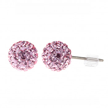Earrings sparkly BALL Earposts 6mm LIGHT ROSE Swarovski Crystals, titanium pin (chatons discoball)