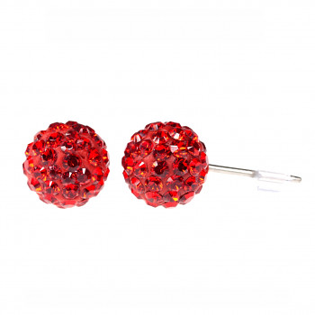 Earrings sparkly BALL Earposts 6mm LIGHT SIAM Swarovski Crystals, titanium pin (chatons discoball)
