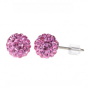 Earrings sparkly BALL Earposts 6mm ROSE Swarovski Crystals, titanium pin (chatons discoball)