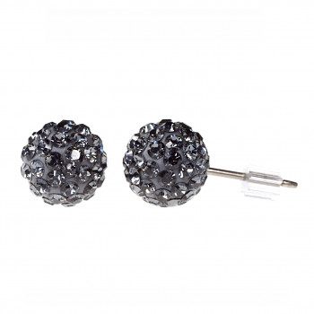 Earrings sparkly BALL Earposts 6mm SILVER NIGHT Swarovski Crystals, titanium pin (chatons discoball)
