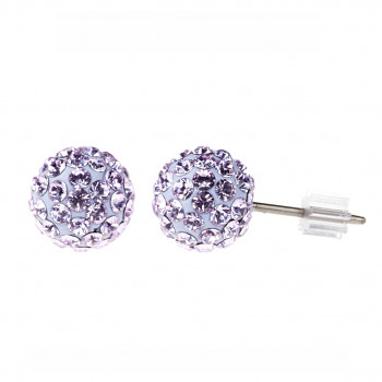 Earrings sparkly BALL Earposts 6mm VIOLET Swarovski Crystals, titanium pin (chatons discoball)