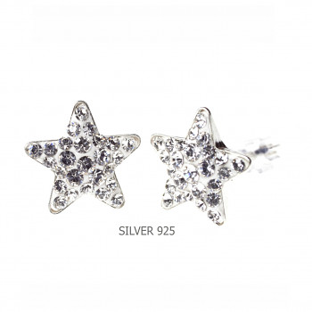 Earrings sparkly STAR Earposts 10mm CRYSTAL Ag925 Swarovski Crystals