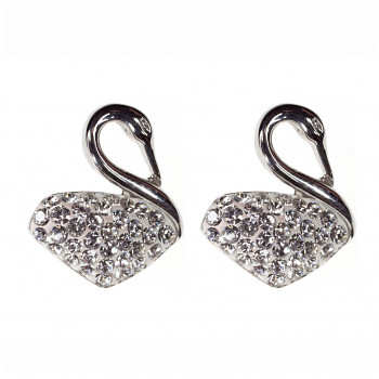Earrings sparkly SWAN Posts 16mm, CRYSTAL Stailnless Steel Swarovski Crystals