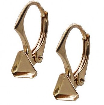 Leverback Earrings CUBE 6mm, Ag925+Au, 0.61g