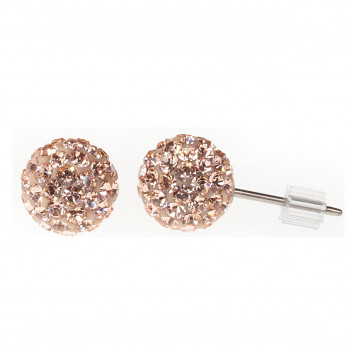 Earrings sparkly BALL Earposts 6mm, LIGHT PEACH Swarovski Crystals, titanium pin (chatons discoball)
