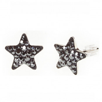 Náušnice sparkly STAR puzeta 10mm, JET HEMATITE Ag925