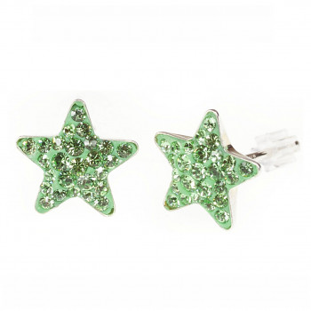 Náušnice sparkly STAR puzeta 10mm, PERIDOT Ag925