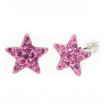 Earrings sparkly STAR Earposts 10mm, ROSE Ag925 Swarovski Crystals