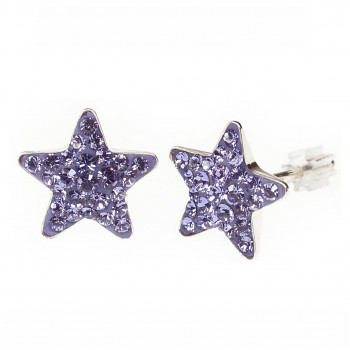 Earrings sparkly STAR Earposts 10mm, TANZANITE Ag925 Swarovski Crystals