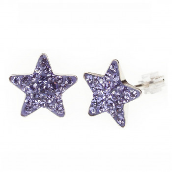 Náušnice sparkly STAR puzeta 10mm, TANZANITE Ag925