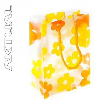 Plactic Bag ORANGE flowers, 11x15x6,5cm