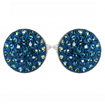 Earrings sparkly RIVOLI Earposts 10mm BERMUDA BLUE Ag925