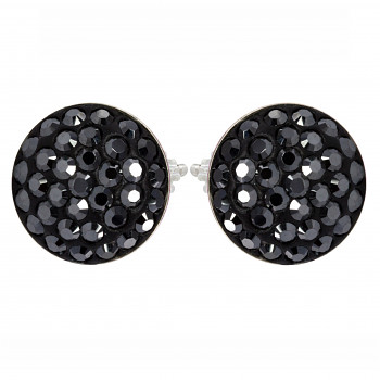 Earrings sparkly RIVOLI Earposts 10mm JET HEMATITE Ag925