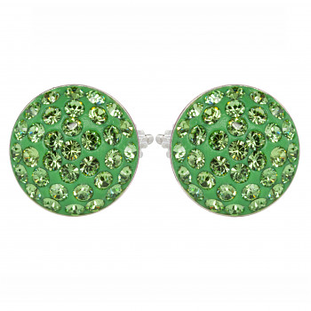 Earrings sparkly RIVOLI Earposts 10mm PERIDOT Ag925