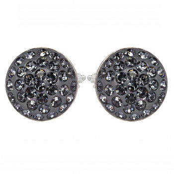 Earrings sparkly RIVOLI Earposts 10mm SILVER NIGHT Ag925