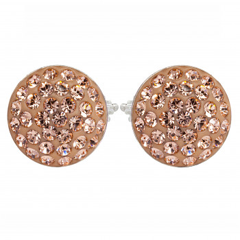 Earrings sparkly RIVOLI Earposts 10mm LIGHT PEACH Ag925