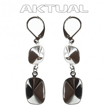 Leverback Earrings with loop for dangling CUSHION/TV 10+14mm Rhodium Plated