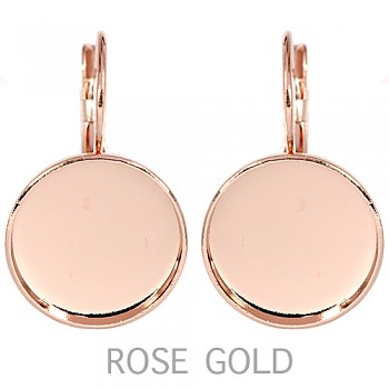 Leverback Earrings ROCKS Round 15mm ROSE GOLD